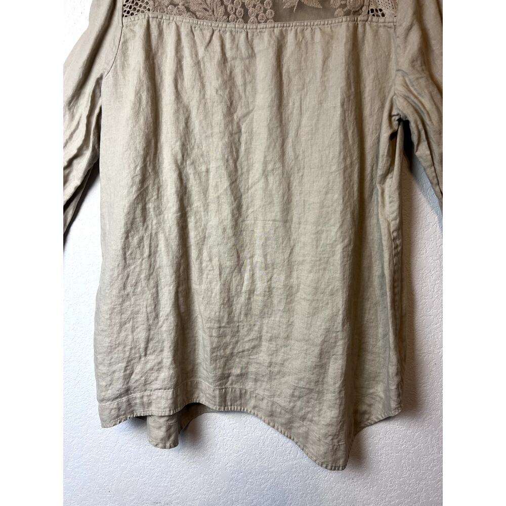 Chic John Mark 100% Linen Tunic Top with Lace Women's Large - Picture 7 of 11